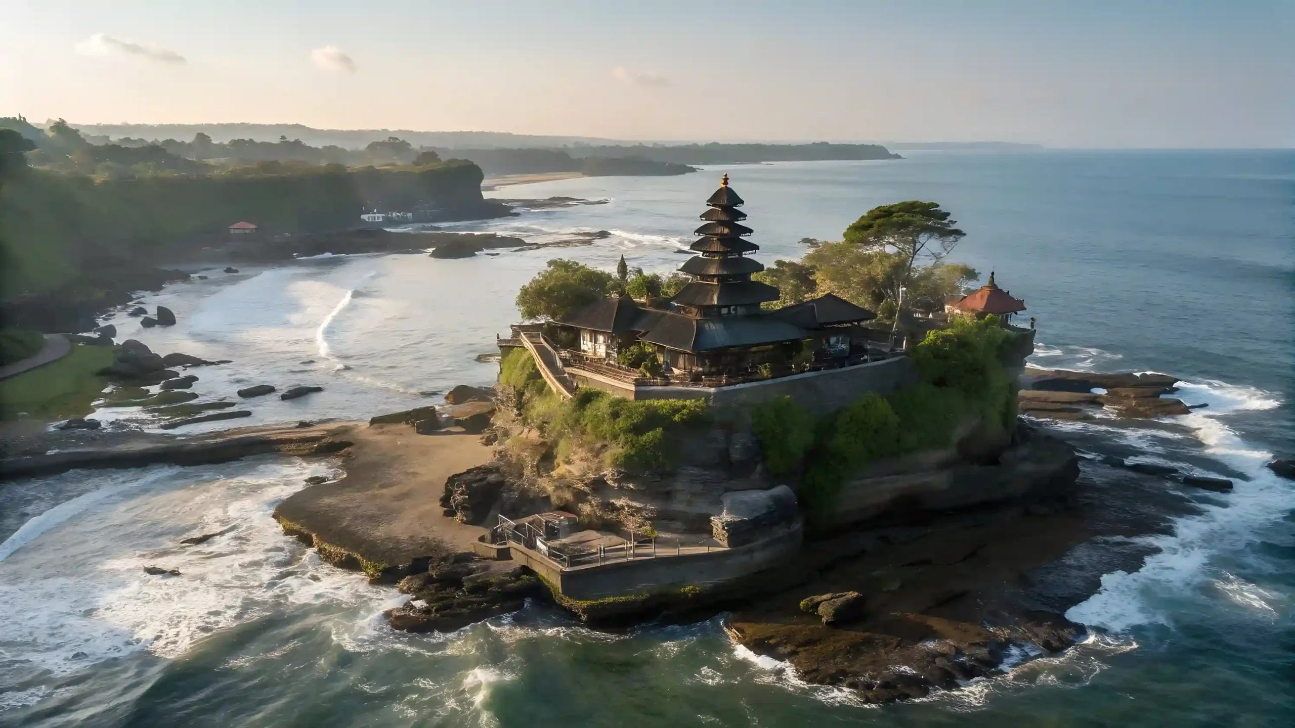 Tanah Lot sea temple at sunset, Bali