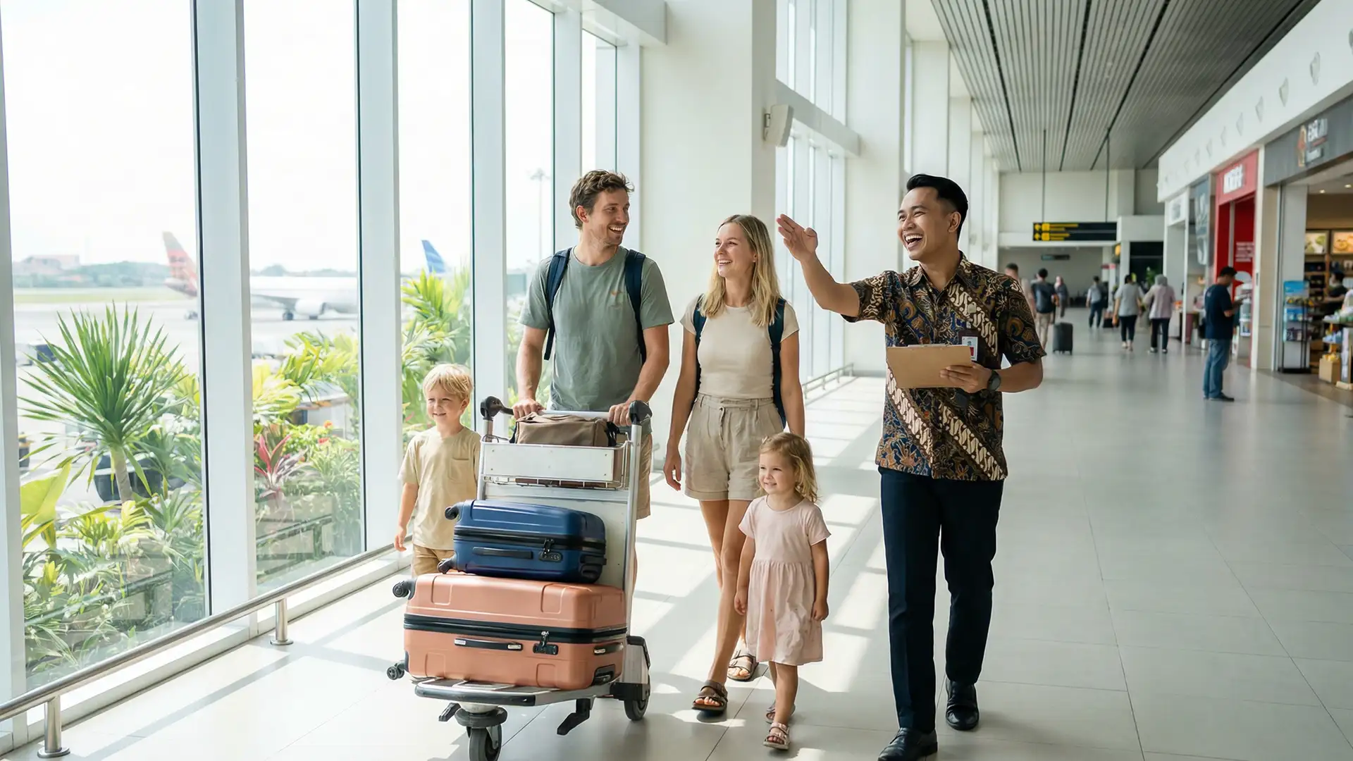 Family traveling together in Bali